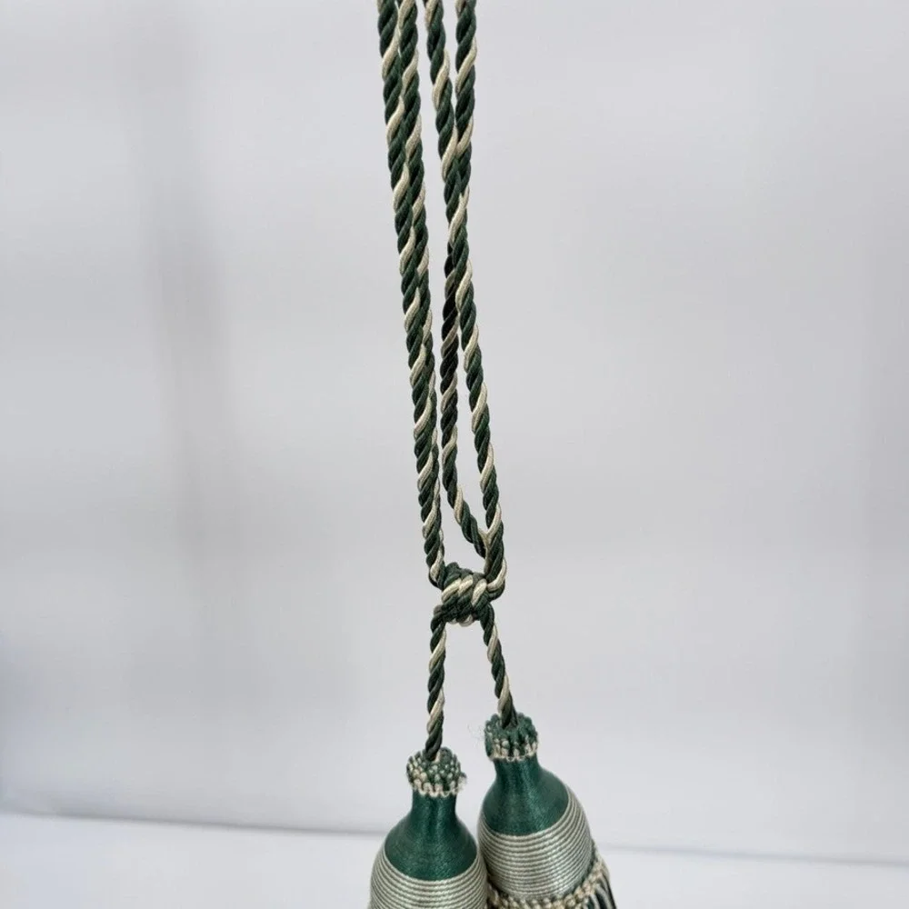 Curtain Tieback Double Tassels Traditional Elegant Drapery Decor Green Cream‎